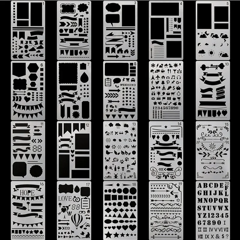 20 шт. планировщик трафарет для рисования Дневник Декор ремесленный альбом