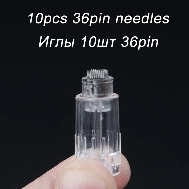 36pin-needles 10pcs Патрон иглы Dermaing(12pin иглы) для светящейся электрической прокатки дермаинг терапии уход за кожей устройства Dr. pen - Цвет: 36pin-needles 10pcs