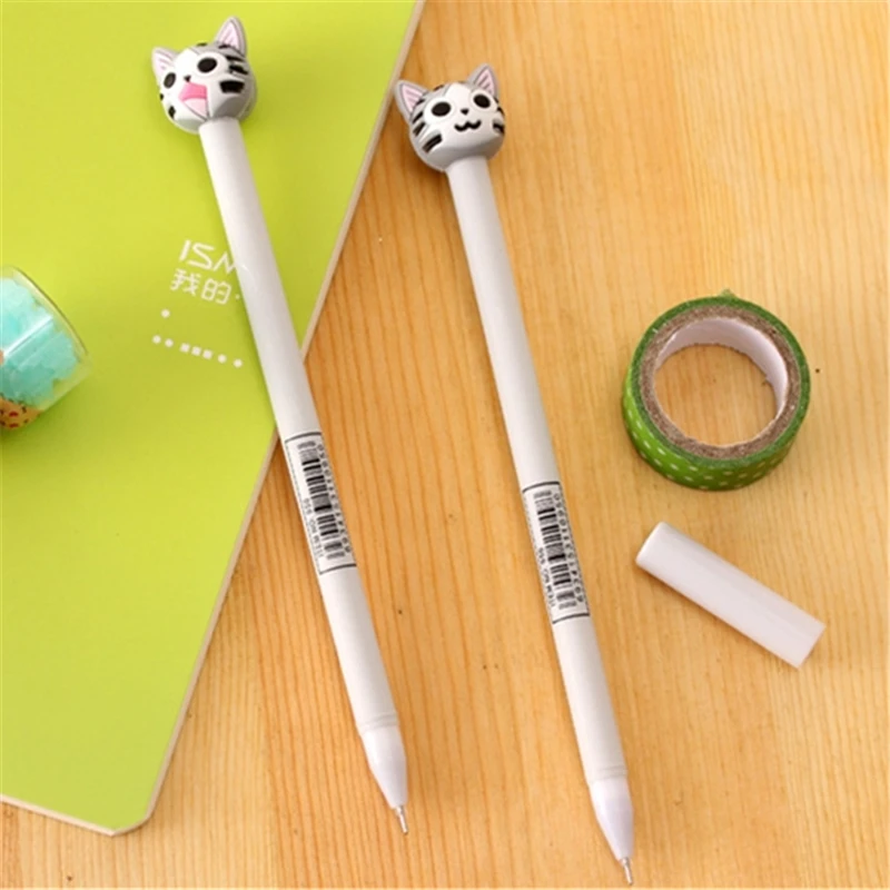 4 шт./лот черные гелевые ручки милый кот дети письма для школы офиса креативные