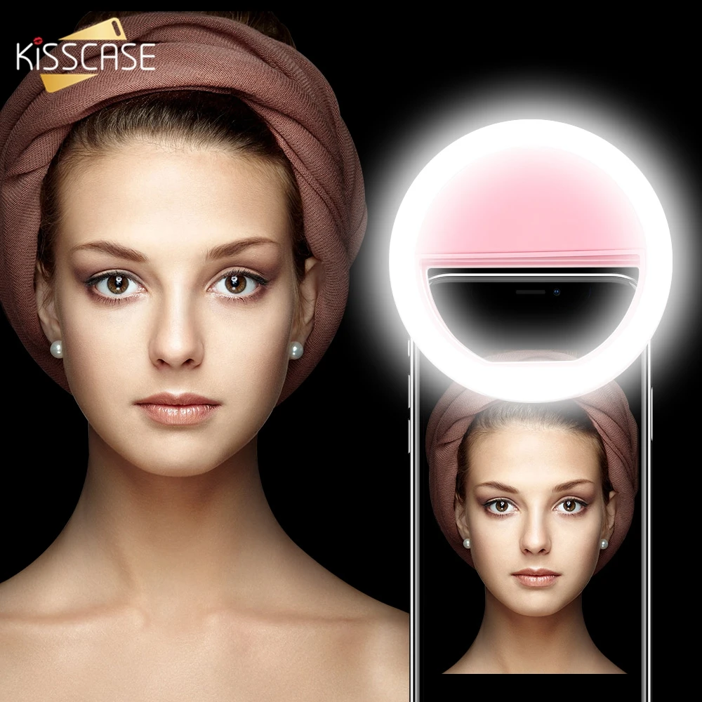 KISSCASE Selfie LED Light Flash For iPhone Fill-in Lamp Portable Mobile Phone LEDS Ring Luminous Clip Lights Smartphone | Электроника