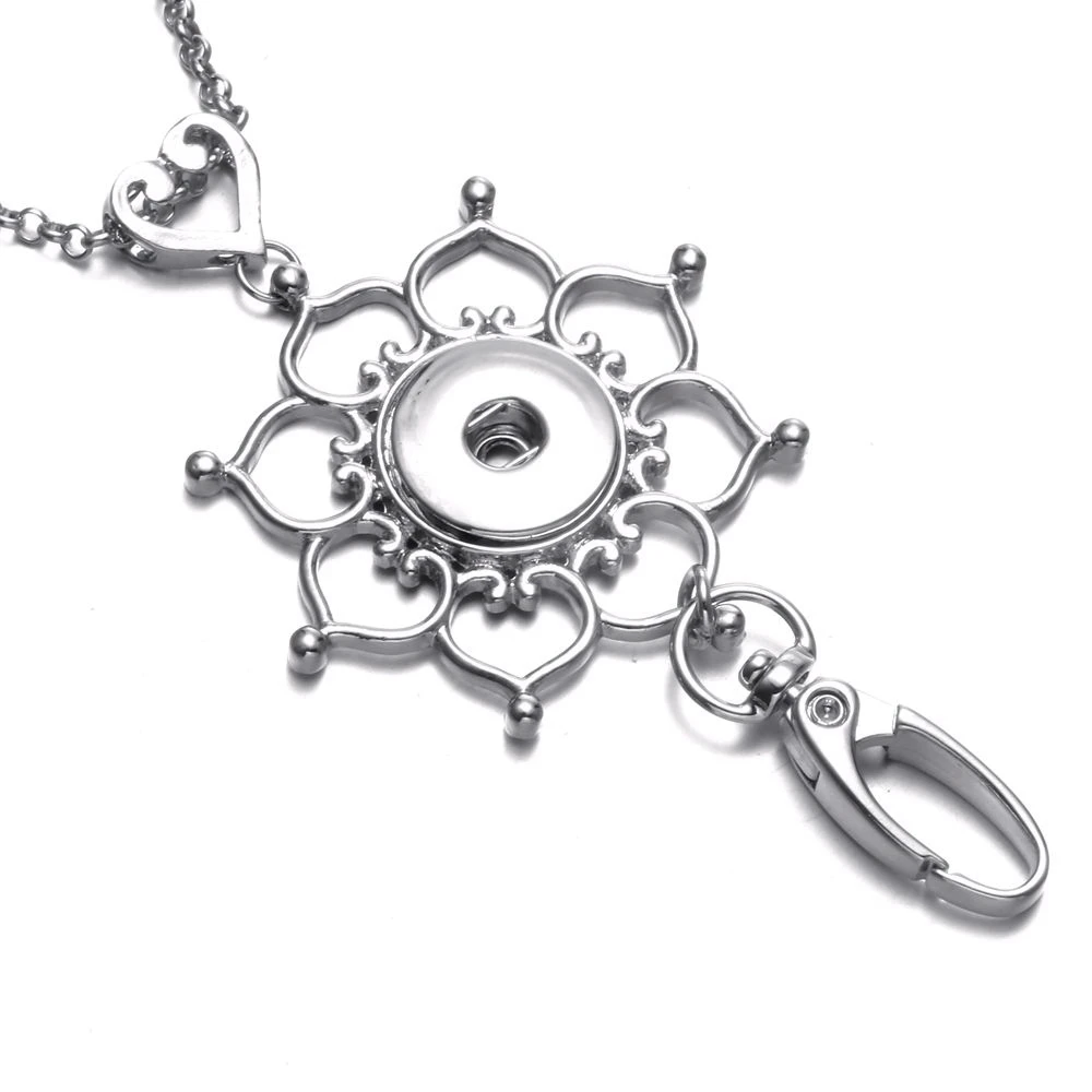 Flower Shape Working ID Holder Lanyard Snap Pendant Necklace 18mm Button Jewelry Snaps For XL0109 | Украшения и аксессуары