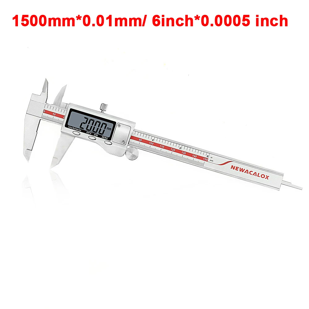 Red 150mm Caliper NEWACALOX 150 мм/0,01 мм ЖК-экран цифровой штангенциркуль измерительный инструмент 0-6 дюймов электронный из нержавеющей стали прецизионный метрический испытательный инструмент - Цвет: Red 150mm Caliper