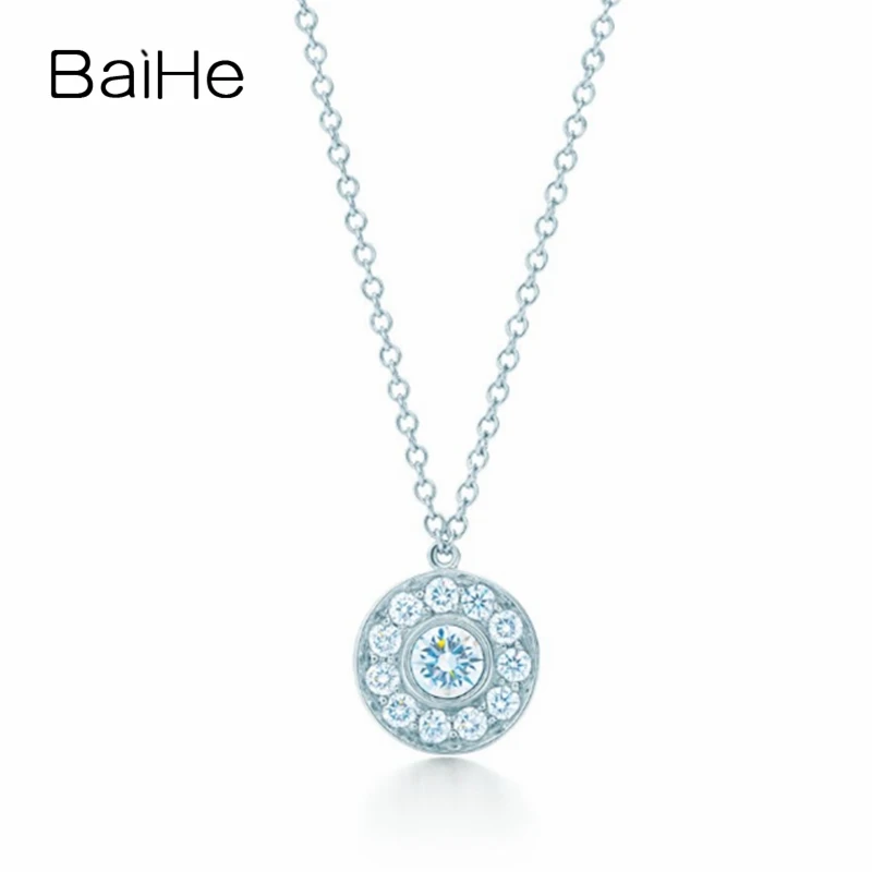 BAIHE Твердые 18K Белое Золото 0.18ct натуральные бриллианты женские ювелирные