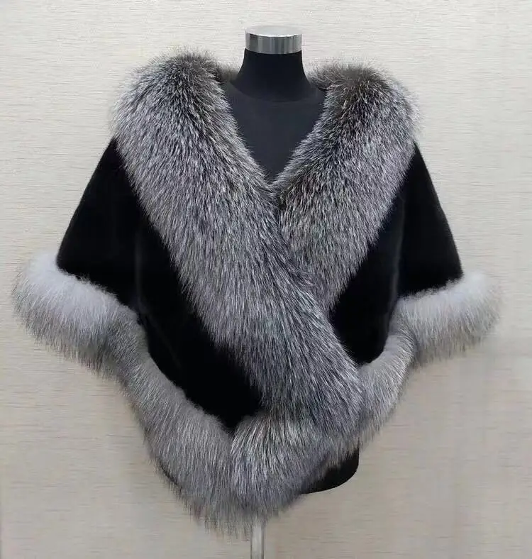 black and grey Элегантные Свадебные накидки из искусственного меха зимнее свадебное запашное пальто-халат с поясом - Цвет: black and grey