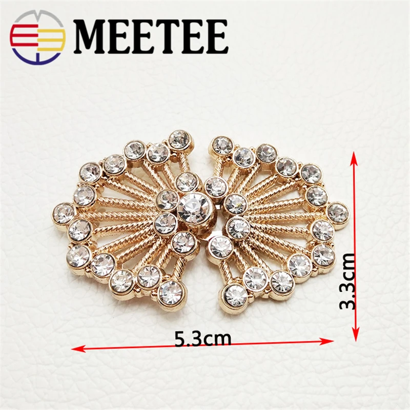 Meetee 10pcs 5.3X3.3cm Metal Rhinestone Decorative Fur Button Alloy Coat Combined DIY Garment Sewing Accessories ZK121 | Дом и сад