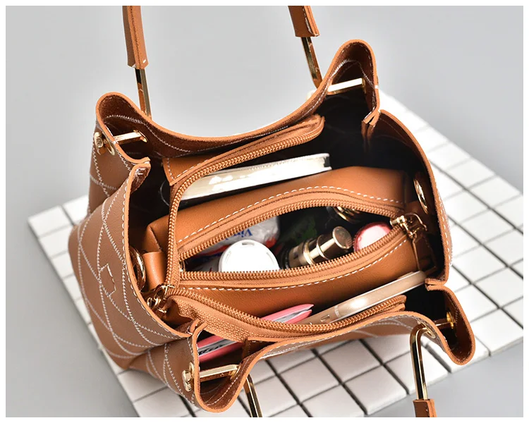 2018 New Plaid Small Handbag Women Fashion PU Leather Shoulder Bag Female Pearl Decoration Crossbody Lady Casual Totes | Багаж и сумки