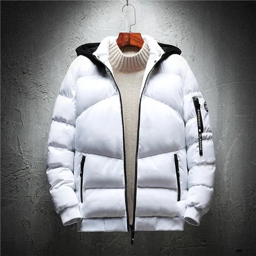 Белый Размера плюс 4XL 5XL 6XL 7XL Для мужчин с капюшоном зимняя куртка с хлопковой подкладкой теплые куртки 102 - Цвет: Белый