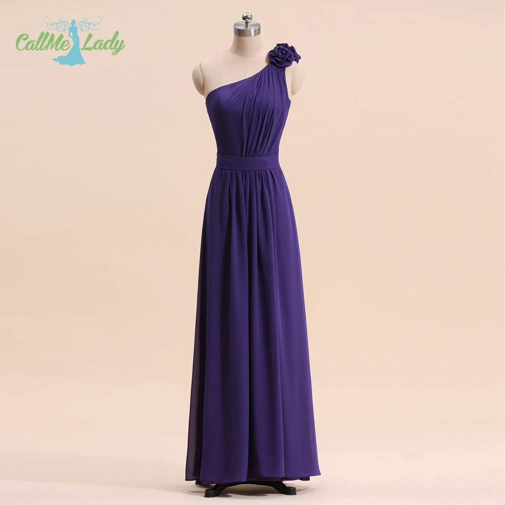 Elegant A-line Bridesmaid dresses for Women 2019 One Shoulder Flowers Long Chiffon Wedding Guest Formal Party Gown | Свадьбы и