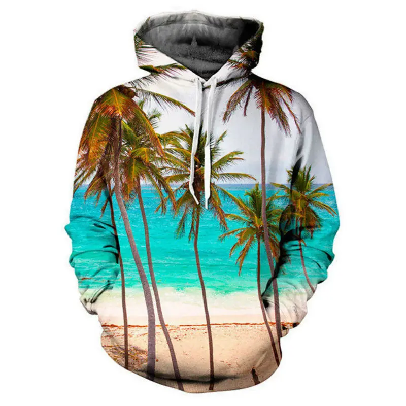 Толстовка мужская с капюшоном и 3D принтом кокосовых деревьев|sweatshirt men|men hoodfashion