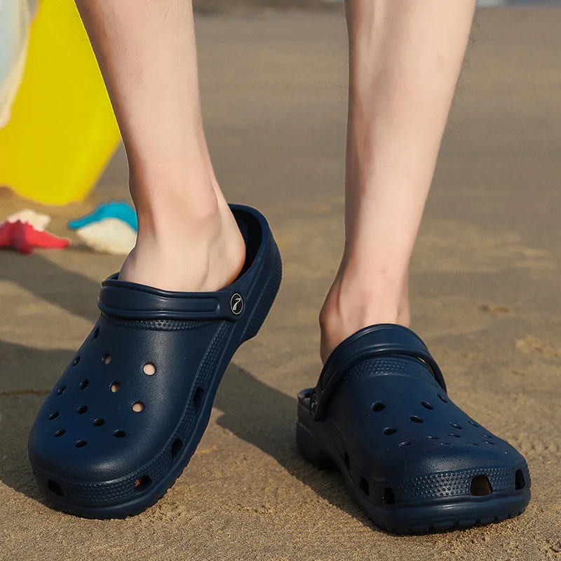 Сандалии мужские дышащие пляжные шлепанцы с отверстиями полуторцевые летняя