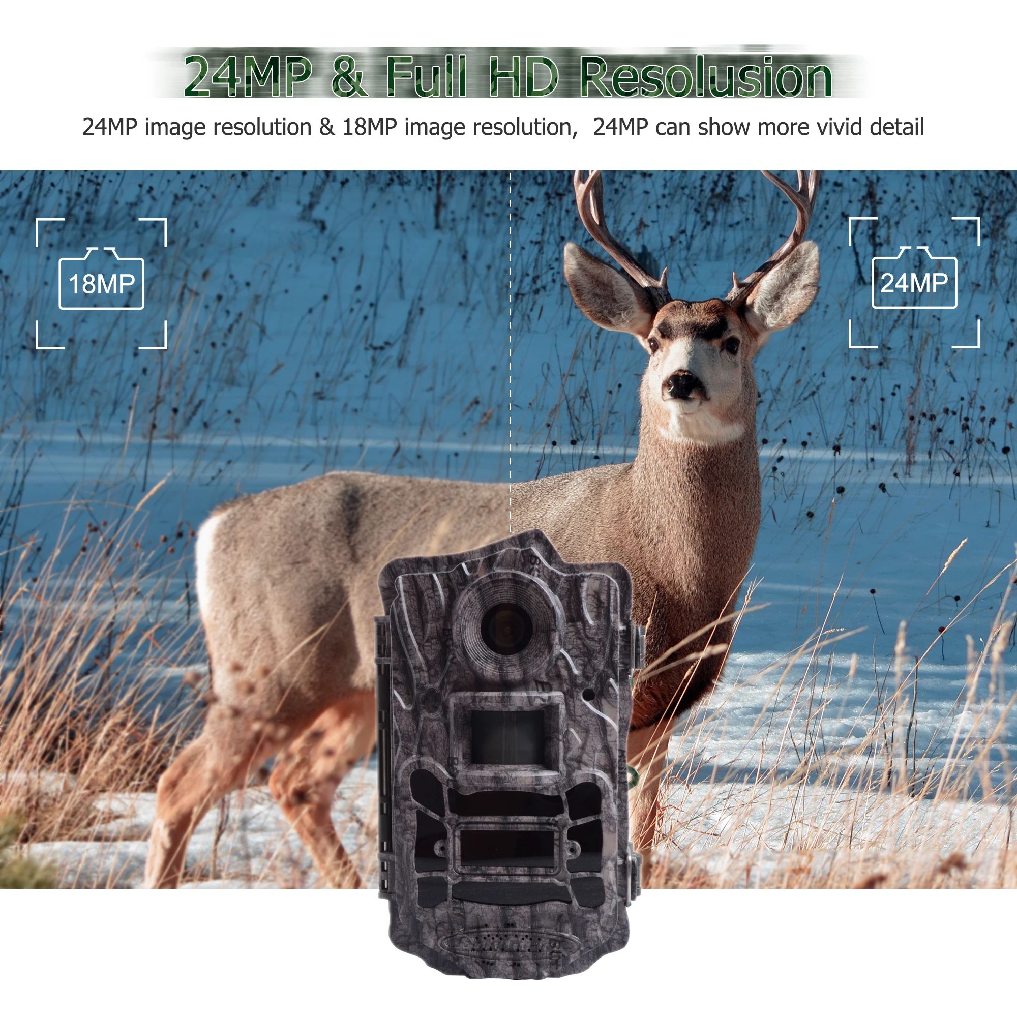 Bolyguard охотничья пробная камера 24MP 1080P фотоловушка дикая природа 110 ° Широкий угол Черный ИК 0,7 триггер время видеокамеры fototrappola