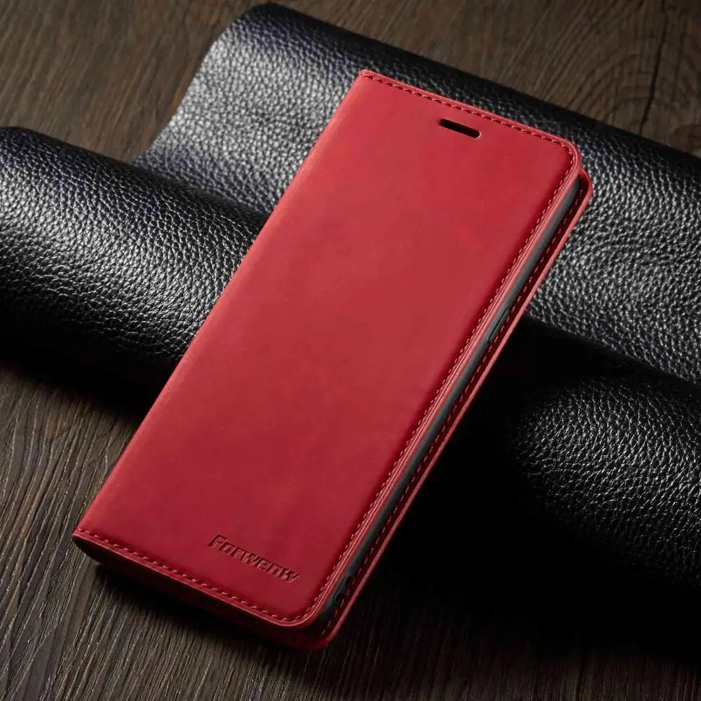 Красный Кожаный бумажник чехол для samsung Galaxy S7 край S9 S8 S10 5G J4 J6 плюс A40 A50 A60 A70 A30 A7 A8 с откидной крышкой с отделением для карт Coque - Цвет: Красный