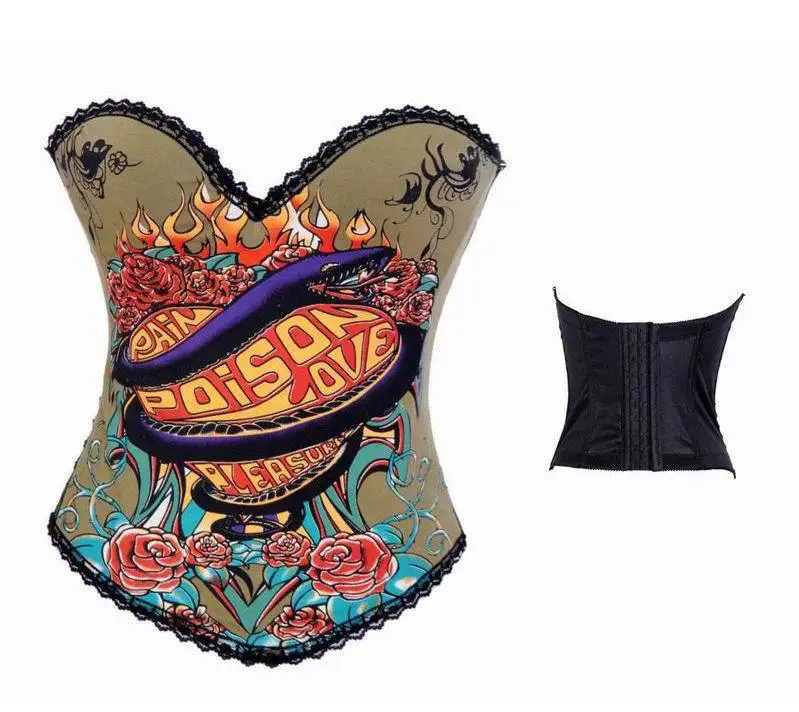 Женский корсет с ядовитым принтом сексуальный в виде Татто женское нижнее