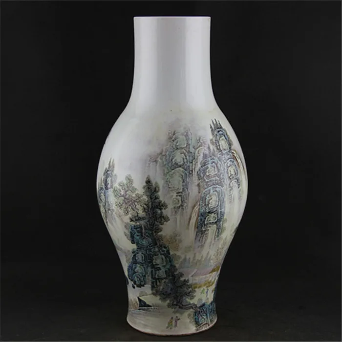 

#6 Antique Republic porcelain vase, pastel landscape bottle,Hand-painted Crafts,Collection &adornment,Free shipping
