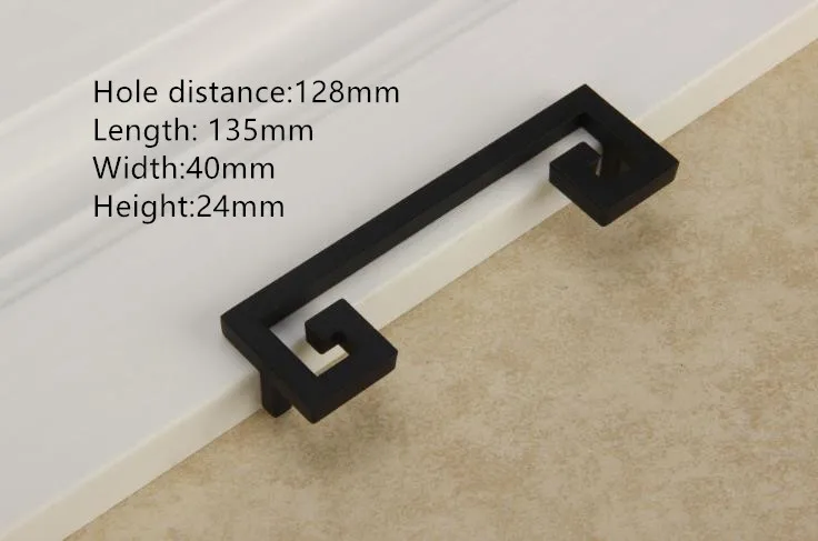 hole distance 128mm Цинковый сплав, черная отделка, ручка для шкафа, выдвижная ручка, дверная ручка, художественная мебель в китайском стиле, фурнитура - Цвет: hole distance 128mm
