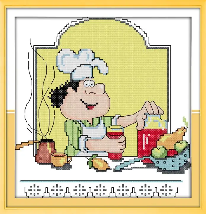 C912-3 Joy Sunday Humor Chef Серия Холст DMC Счетный Китайский Набор для вышивки крестом Набор для вышивки рукоделие - Цвет: C912-3