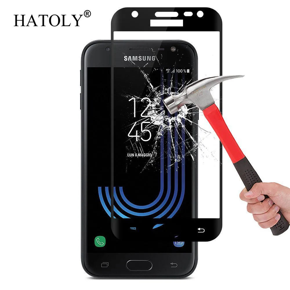 2 шт. Защитное стекло для экрана Samsung Galaxy J3 2017 закаленное Полное J330 HATOLY|glass for
