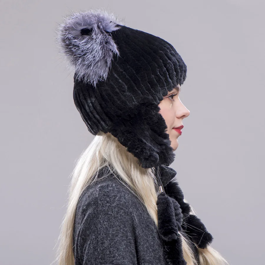 Женские теплые меховые шапки 2020 FXFURS с ушками защитой из натурального меха