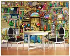 3d обои, 3d фрески, обои для стен, 3 d мультяшный рисунок, ручная роспись, книжная полка, фон для детской комнаты, настенные фрески