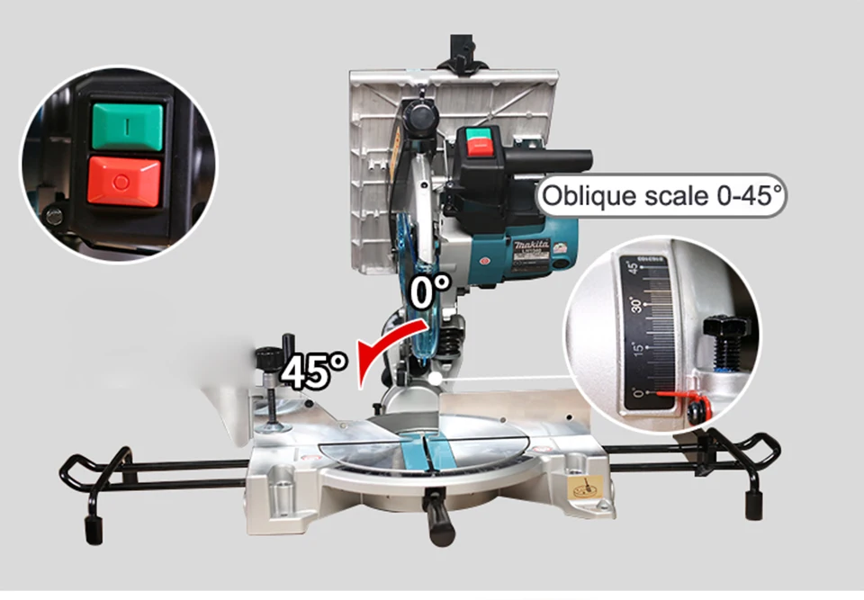 Япония Makita LH1201FL Настольная пила, косая алюминиевая машина, легированная пластиковая сталь, деревообрабатывающая режущая бензопила 12 дюймов 1650 Вт