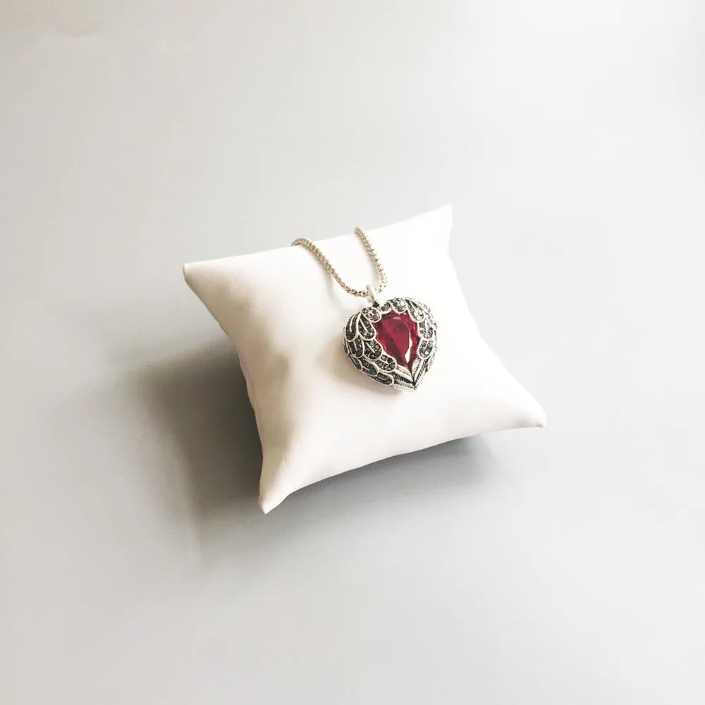 Silver Black Zirconia Wings Feather Red Crystal Heart Pendants 2018 Trendy Chain Necklace Pendant Jewelry Bijoux Gift for Women | Украшения