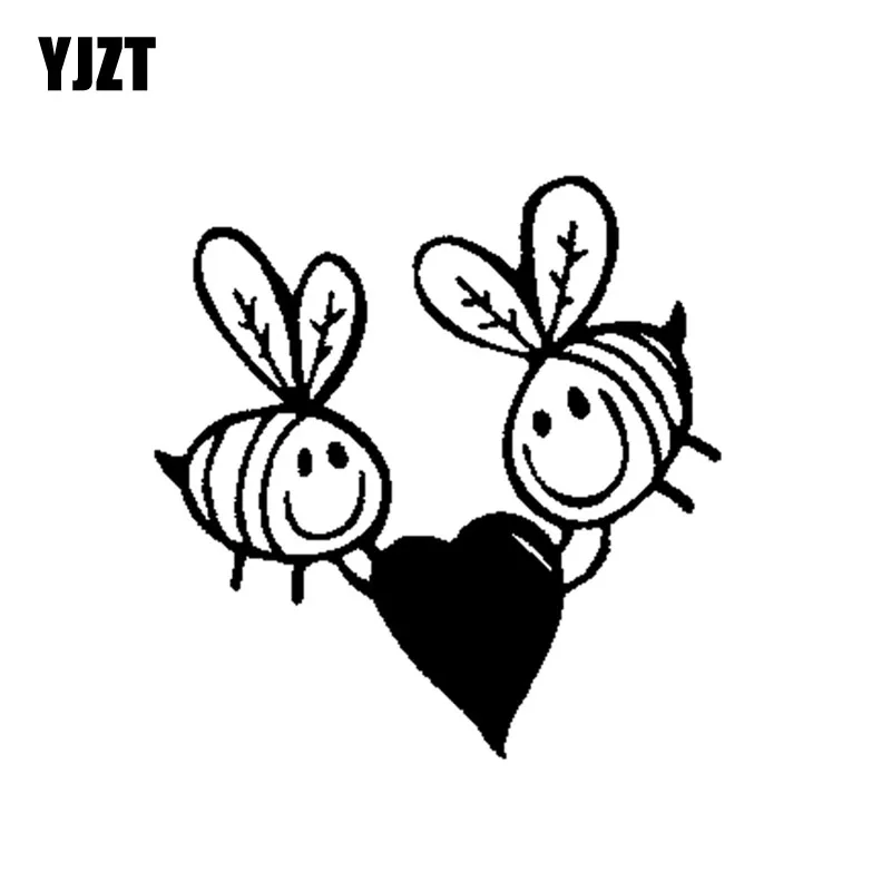 

YJZT 15.1CM*15.6CM Car Sticker Vinyl Decal Decor Bee Wasp Insect Love Black/Silver C19-0065