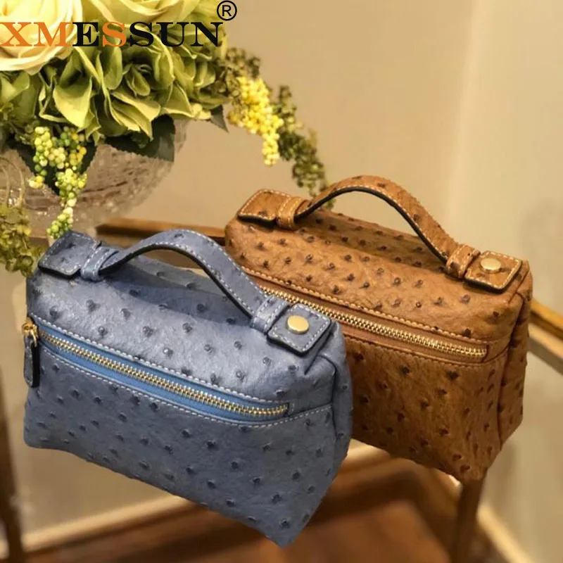 XMESSUN Роскошная Высококачественная сумка-клатч из натуральной кожи страуса, дизайнерская сумка-кошелек, новая модная трендовая сумка