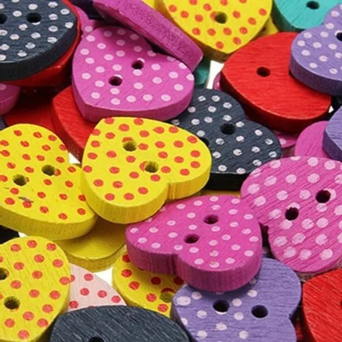 50Pcs Random Mixed Wood Sewing Buttons Scrapbooking Painted Dot Lovely Heart Hot XP0084 | Дом и сад