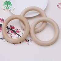 100pclot 5cm wooden teething beads natural unfinished wooden rings for baby