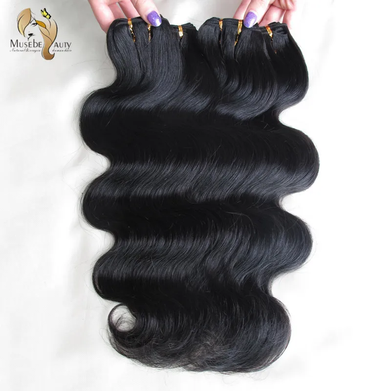 Indian Virgin Hair Body Wave Soft Human Shiny&ampHealthy Products 6pcs/lot Color #1b Weft Free Shipping |