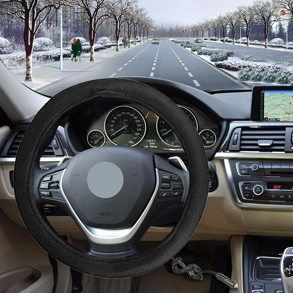 

DC 12V Electric Steering Wheel Cover Car Soft Heated Steering Wheel Cover Warmer Winter Car Accessories