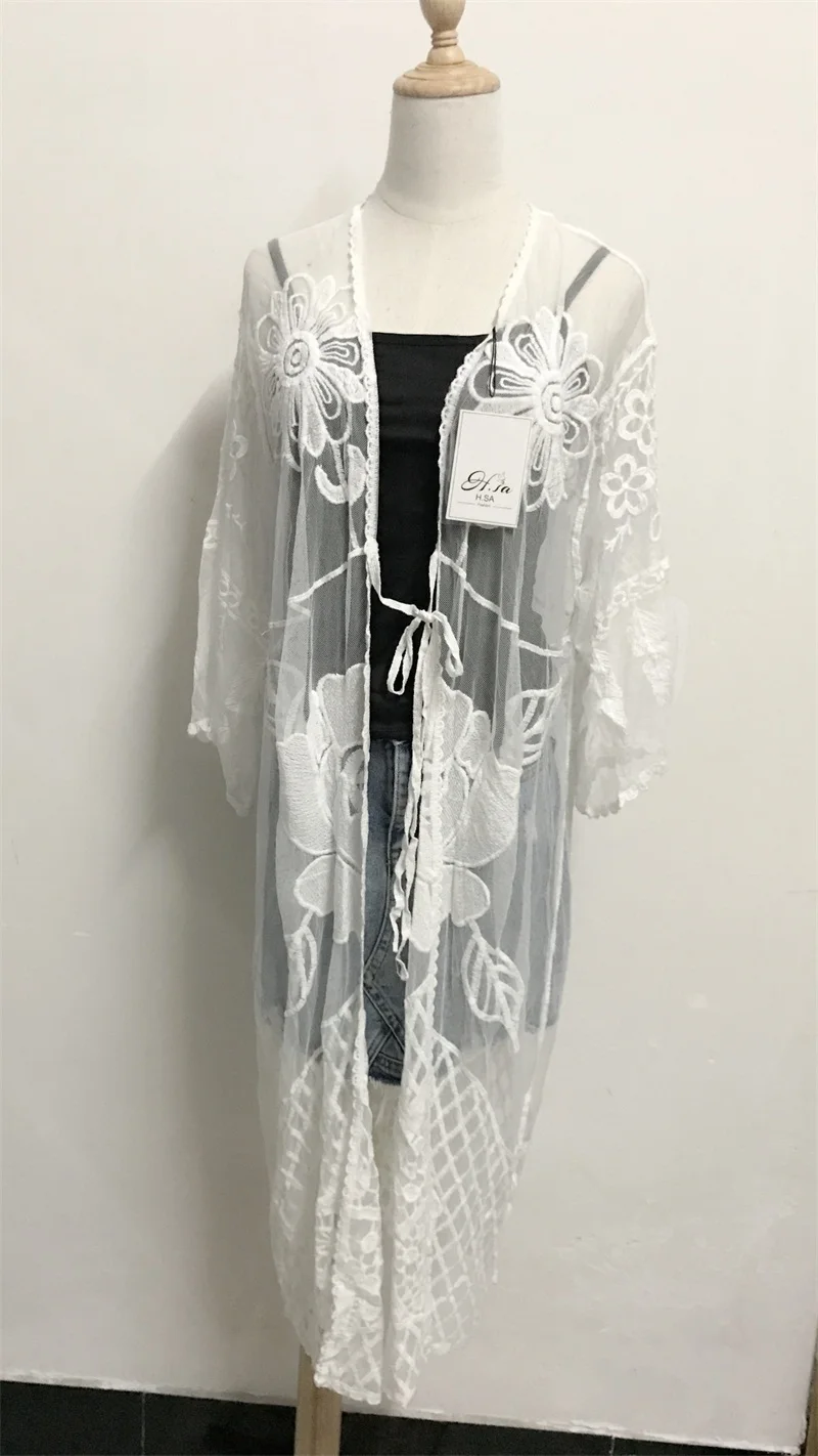 Женский кардиган с коротким рукавом H.SA длинный пляжный завязками свободная