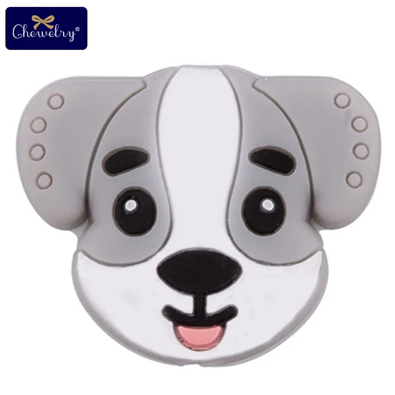 Puppy Grey 5 шт. детский Прорезыватель собака Китай панда грызун силиконовые бусины Сделай Сам соска подвеска на цепочке-ожерелье жевательная игрушка для прорезывания зубов давайте сделаем - Цвет: Puppy Grey