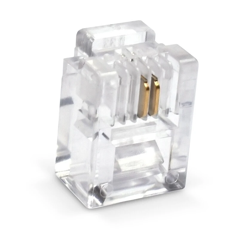 100 шт. RJ11 6P2C телефонная интернет модульная вилка разъем 2pin кристальная головка |