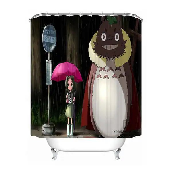 Shower Curtain Пользовательские Тоторо мультфильм водонепроницаемый Душ шторы для ванной дома ванная комната s крючки полиэстер ткань мульти Sizes180509-64 - Цвет: Shower Curtain