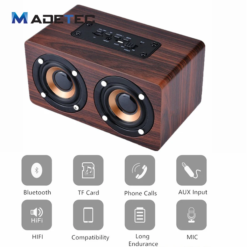 Madetec HiFi Беспроводной 3D двойной громко Колонки ретро классические деревянные