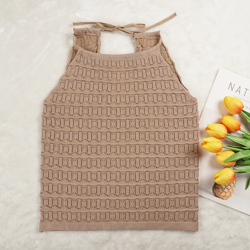 Женская Трикотажная майка на завязках с лямкой шее|Топы| |