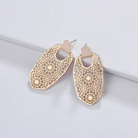 fashion womens gold geometric oval filigree hollow drop dangle earrings 2019 designer inspired cut out flower earrings