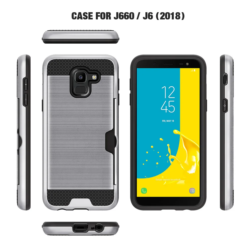 Прочный чехол для samsung Galaxy J6 2018 металлический цвет слот карты бронированный |