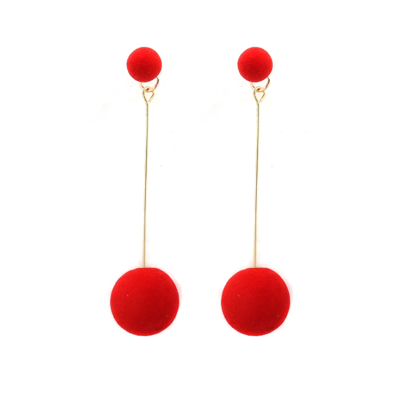 8Seasons New Fashion Plush Ball Drop Earrings For Sweet Women Wild Velvet Round Tassel Long Dangle Party Gift Jewelry | Украшения и