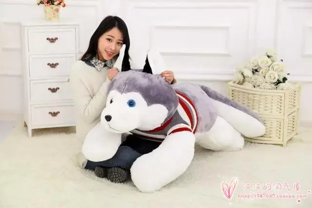 Полосатый свитер дизайн склонная к Хаски большая 165 см Лайка с серым окрасом