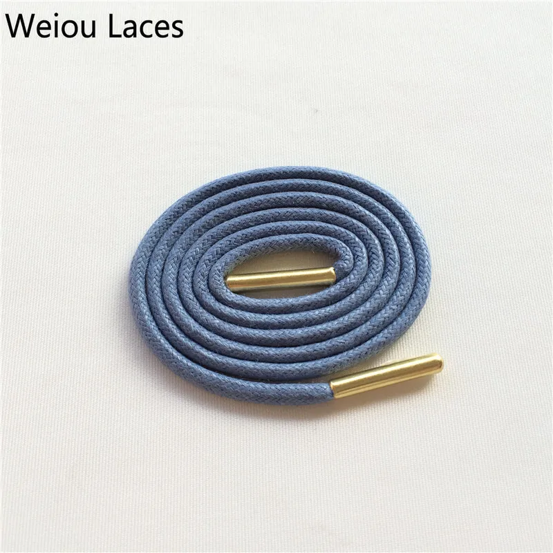 Weiou Gold Metal Aglets Dress Shoe Strings Waxed Colored Shoelaces Round Waterproof Bootlaces For Leather Shoes Free Shipping