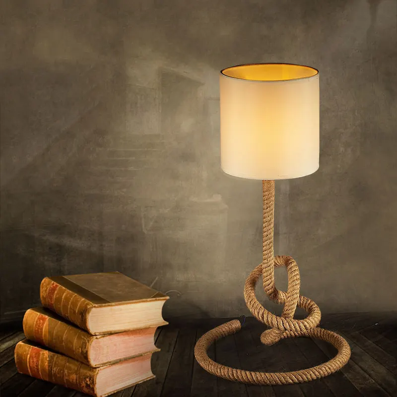 Оригинальная лампа модные настольные лампы в стиле ретро веревка лофт