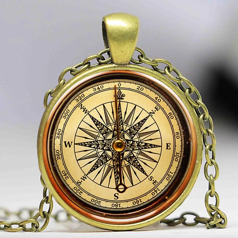 Vintage Jewelry &amp Accessories Retro Compass Necklaces Photo Glass Dome Necklace Silver Color Alloy Pendant Fashion | Украшения и