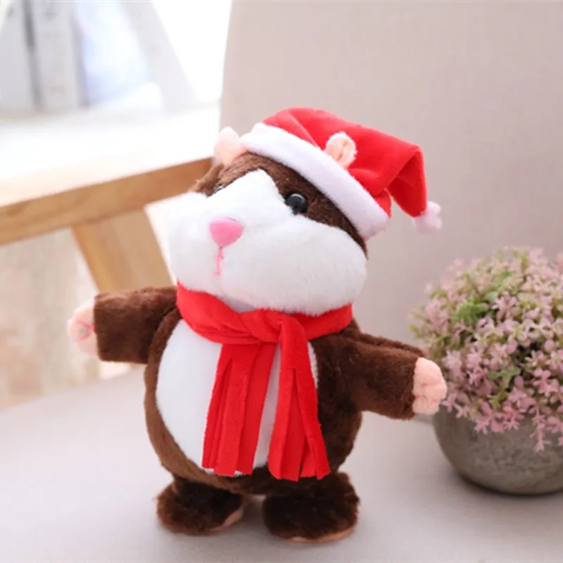 Dropshipping Promotion Christmas 15cm Lovely Talking Hamster Speak Talk Sound Record Repeat Stuffed Plushl Kawaii Toys | Игрушки и хобби