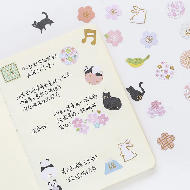 30 шт./упак. наклейки с пандой кошкой Сакурой птицей кроликом и краном