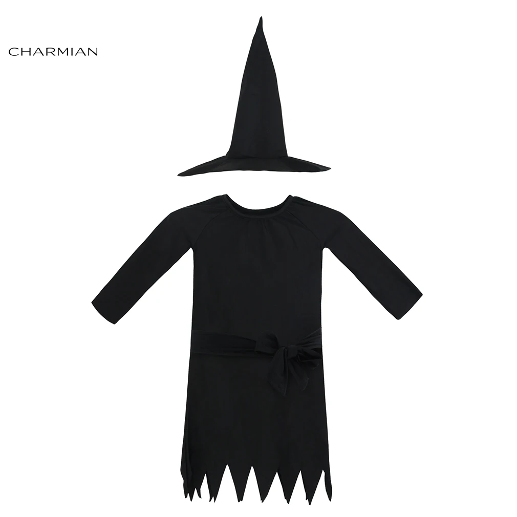 Charmian/черные костюмы ведьмы для девочек Детские на Хэллоуин маскарадный костюм