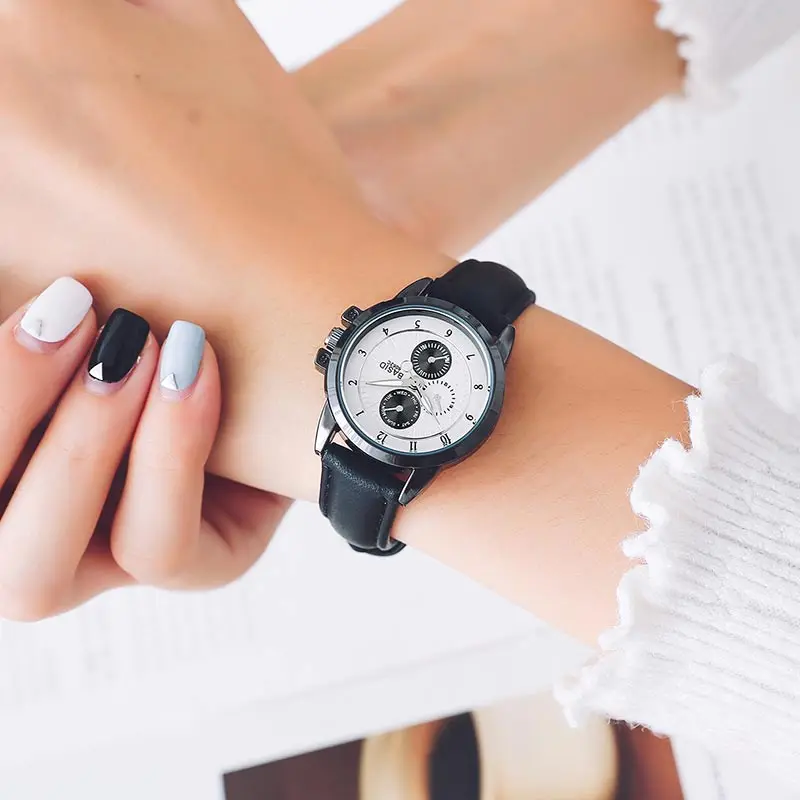 Часы наручные мужские кварцевые с кожаным ремешком модные повседневные