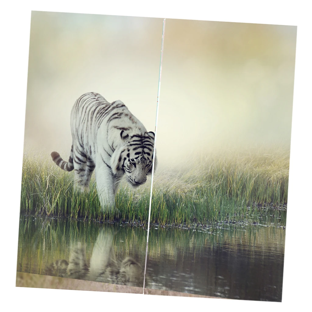 White Tiger 2 панели 3D печать оконная занавеска Животные Печать затемняющие занавески s Затемняющая драпировка с крючками для занавесок и кольцами - Цвет: White Tiger