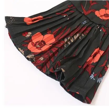 flare sleeve green Mori Girl, плиссированное платье с цветочным принтом, новинка, весна-лето, цветочное винтажное платье, женские длинные шифоновые платья, зеленый, красный, черный - Цвет: flare sleeve green
